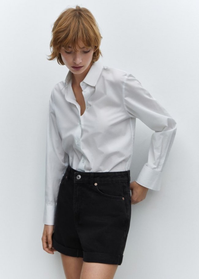 Mango Shorts vaqueros mom-fit - Denim negro