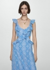 Mango Vestido volantes detalles calados - Azul