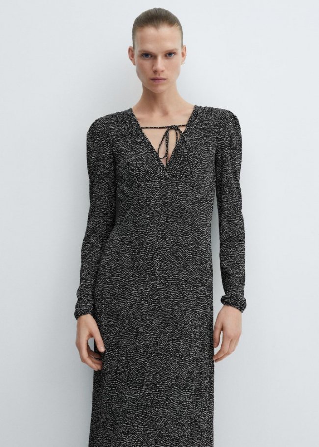 Mango Vestido estampado lazo - Negro