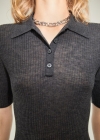 Mango Jersey lana cuello polo - Gris antracita