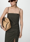 Mango Vestido abertura detalle drapeado - Verde oscuro