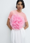 Mango Top maxi flor - Rosa