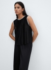 Mango Top plisado sin mangas - Negro