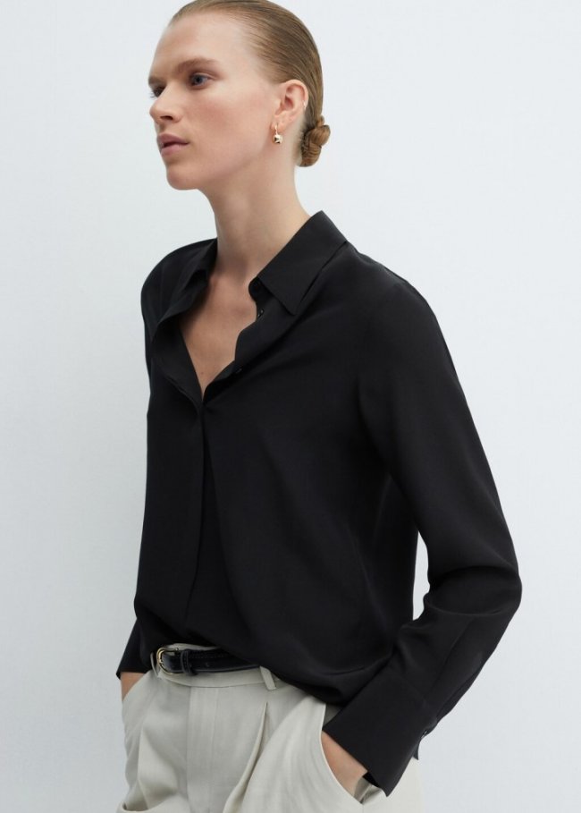 Mango Camisa fluida regular - Gris visón