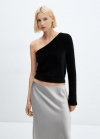 Mango Jersey asimétrico efecto pelo - Negro