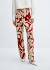Mango Jeans rectos estampados tiro medio - Rojo