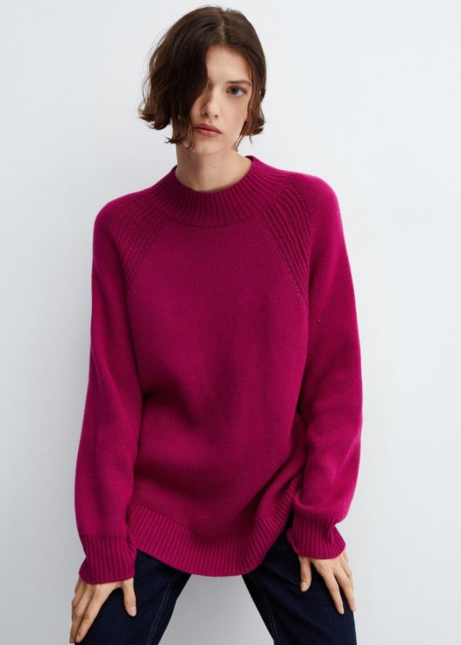 Mango Jersey oversize cuello perkins - Fucsia