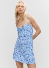 Mango Vestido estampado corto - Azul