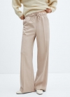Mango Pantalón wideleg cintura elástica - Beige