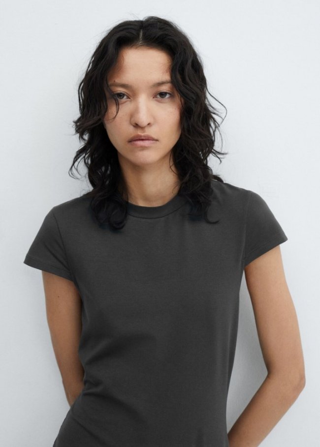 Mango Vestido algodón abertura - Gris antracita
