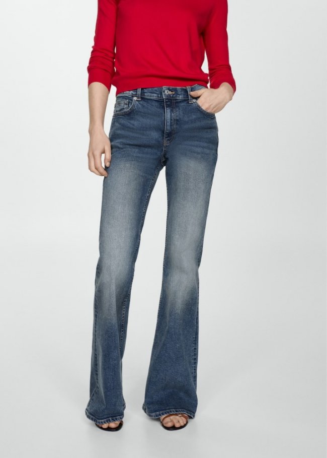 Mango Jeans flare tiro alto - Azul oscuro vintage