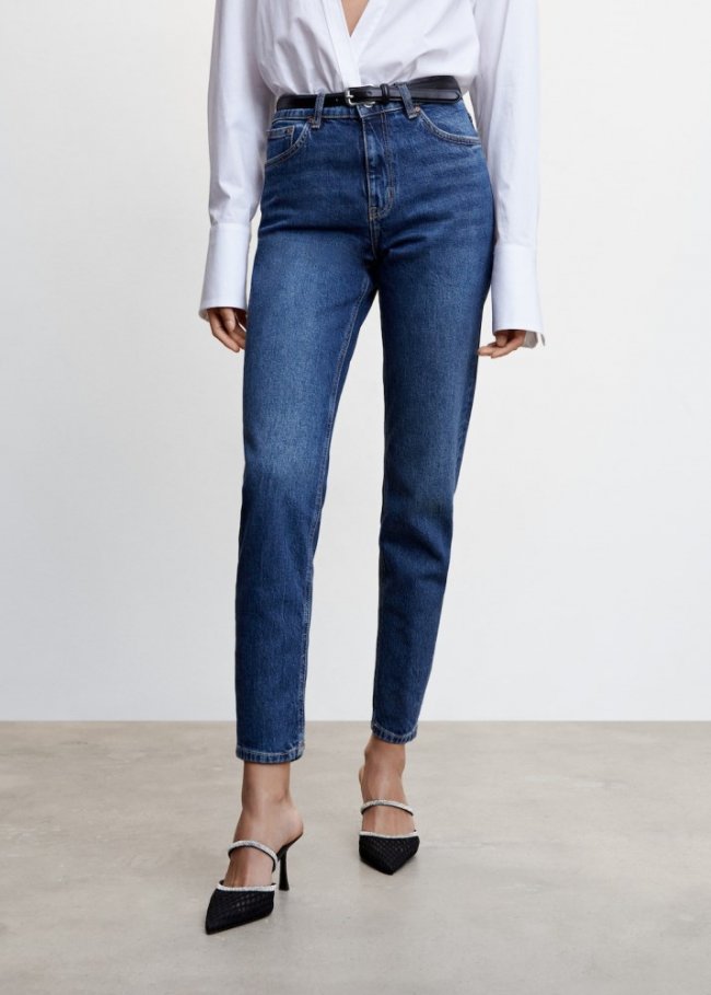 Mango Jeans mom confort tiro alto - Azul oscuro