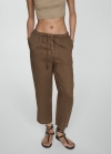 Mango Pantalón 100% lino - Topo