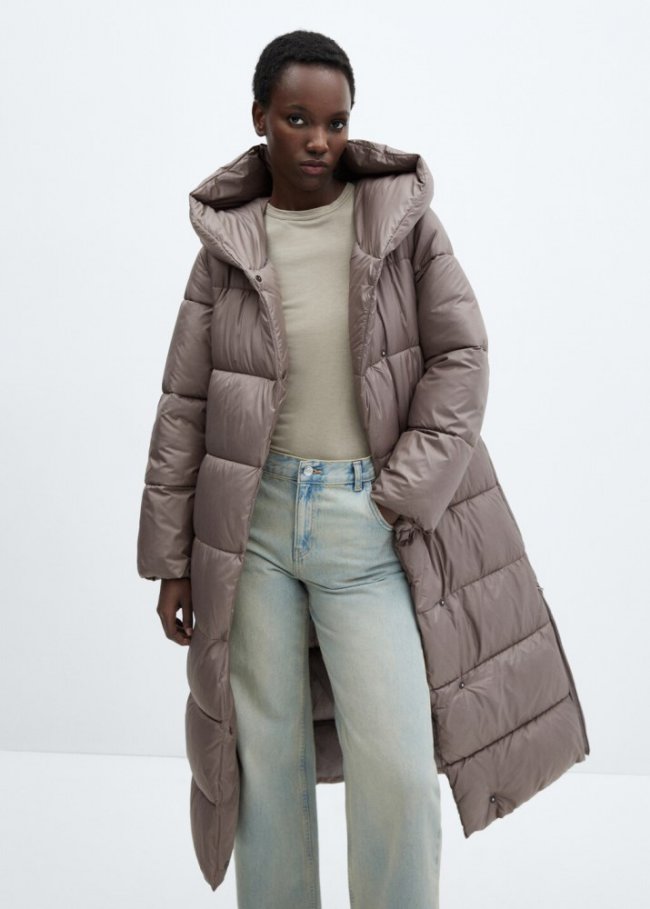 Mango Anorak acolchado cruzado - Marrón medio