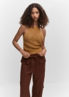 Mango Top punto cuello halter - Marrón tabaco