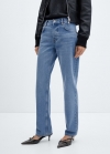 Mango Jeans rectos tiro medio - Azul medio