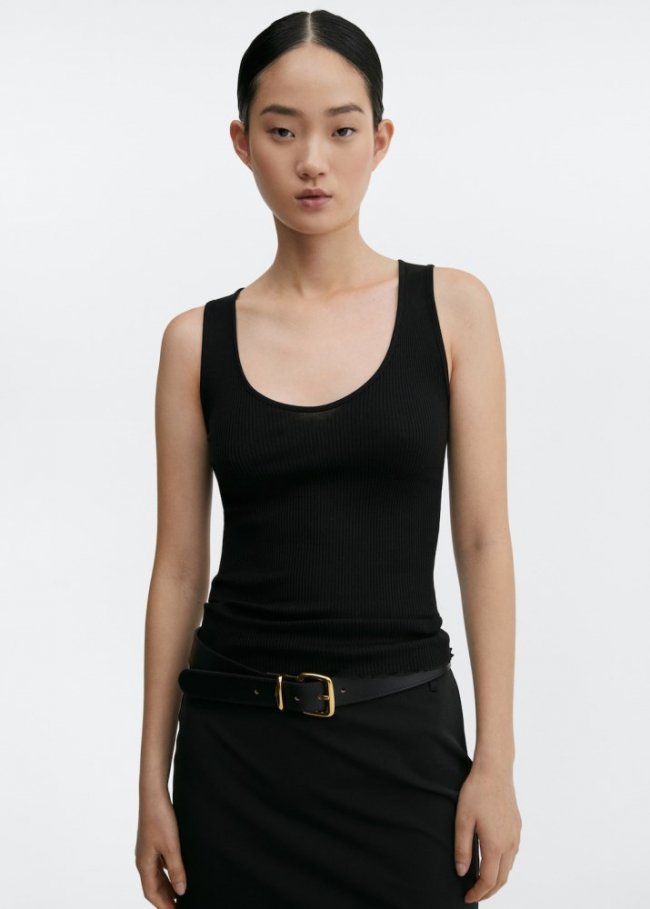 Mango Top seda de mora - Negro
