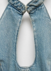 Mango Top vaquero cuello halter - Azul