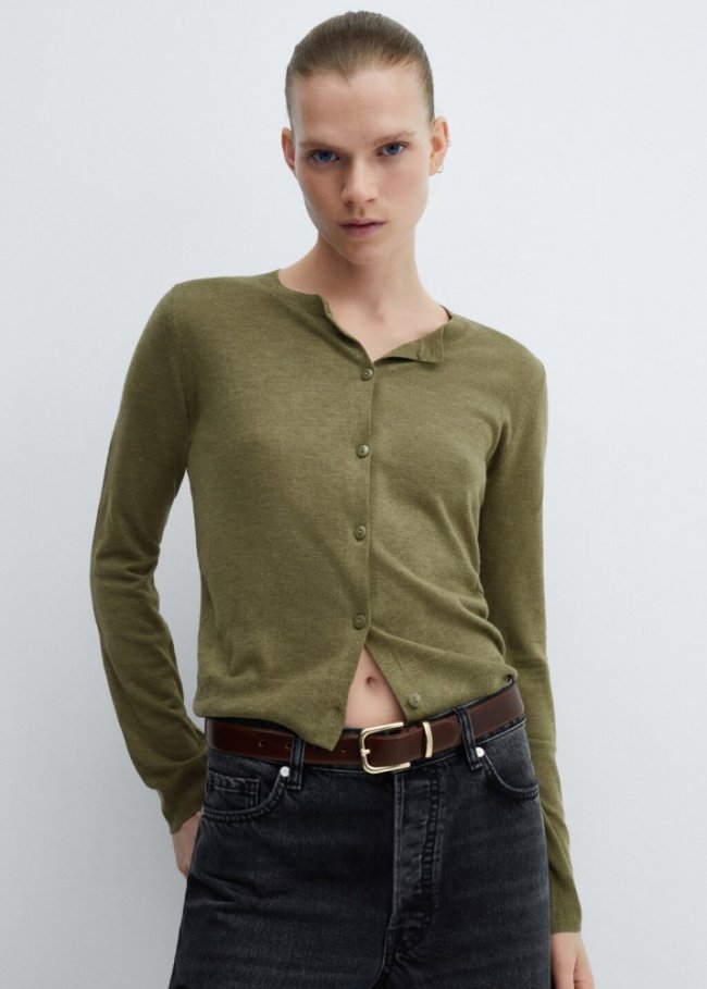 Mango Cárdigan punto botones - Khaki