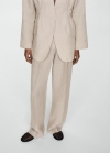 Mango Pantalón traje 100% lino - Beige