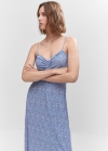 Mango Vestido flores detalle fruncido - Azul