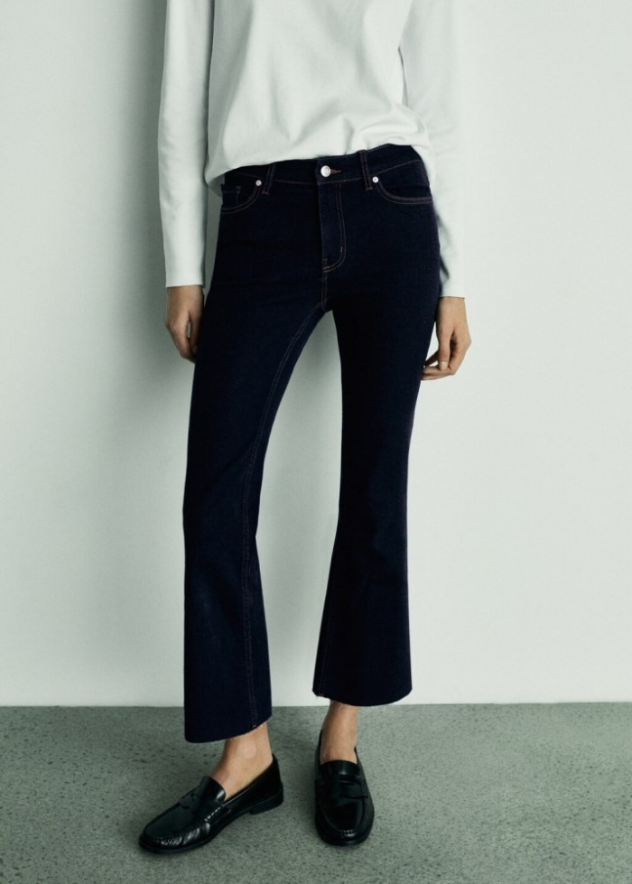Mango Jeans Sienna flare crop rinse wash - Azul