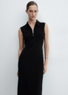 Mango Vestido cuello cremallera - Negro