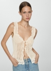 Mango Top calado detalle puntilla - Crudo