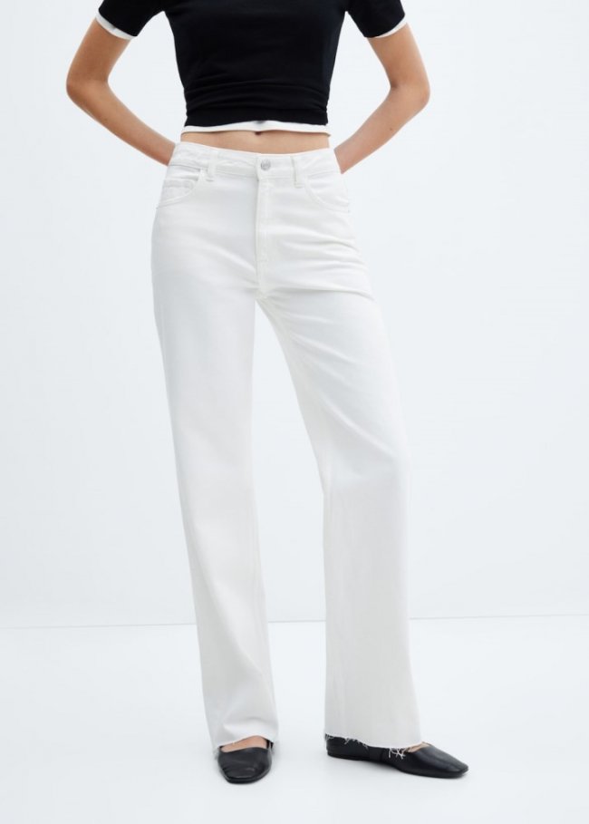 Mango Jeans wideleg tiro medio - Blanco