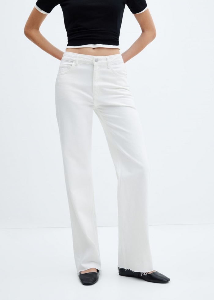 Mango Jeans wideleg tiro medio - Blanco