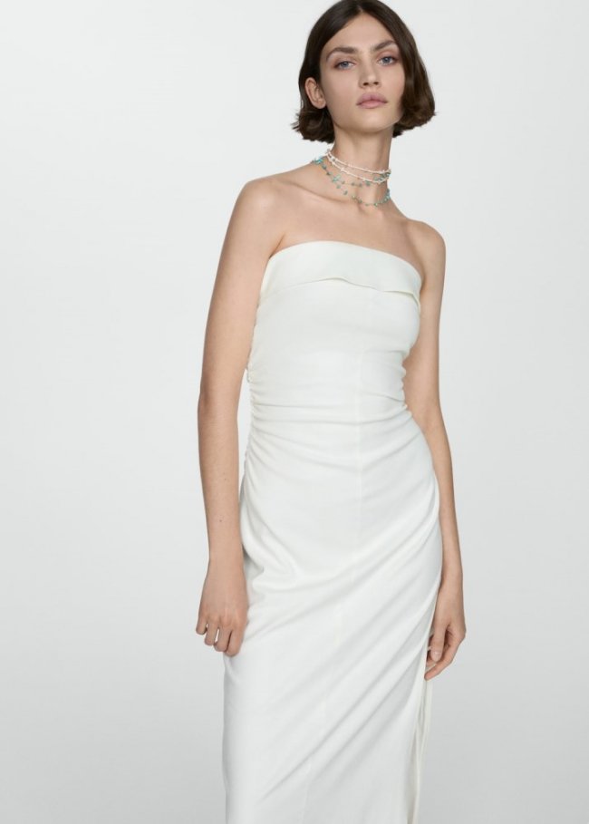 Mango Vestido detalle drapeado - Blanco
