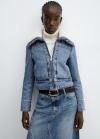 Mango Chaqueta vaquera borreguito - Azul oscuro