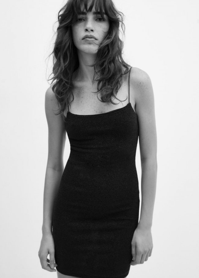 Mango Vestido tirantes lúrex - Azul noche