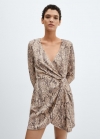 Mango Vestido textura animal print - Beige