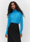 Mango Jersey punto fino cuello vuelto - Turquesa