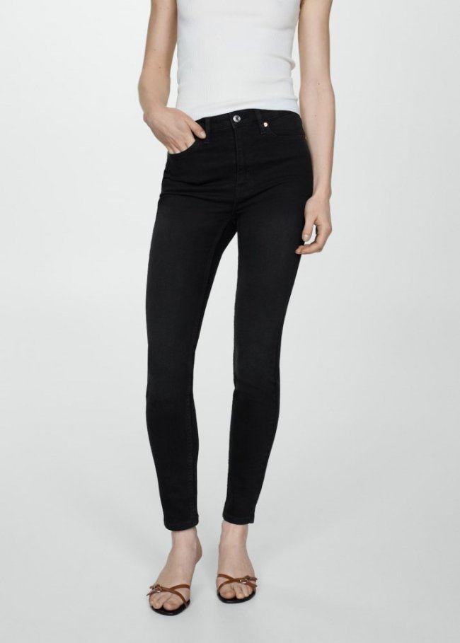 Mango Jeans skinny tiro alto - Denim negro