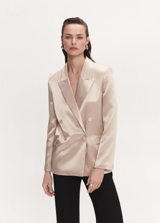 Mango Americana traje satinada - Beige