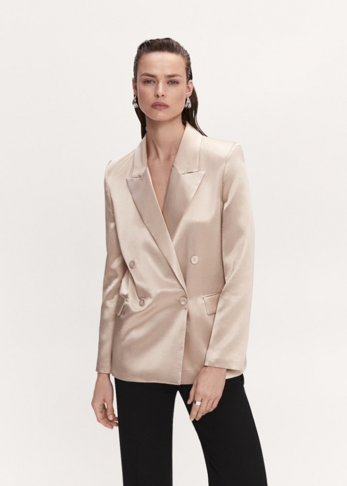 Mango Americana traje satinada - Beige