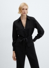 Mango Mono cargo cremallera - Negro