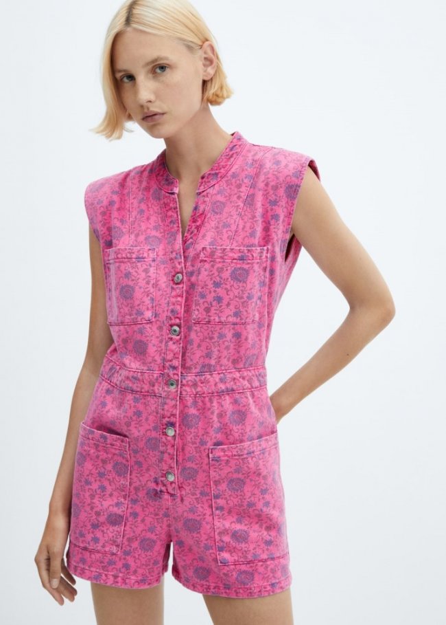 Mango Mono vaquero estampado - Fucsia