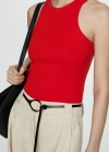 Mango Top canalé algodón - Rojo