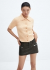 Mango Cardigan manga corta cuello camisero - Beige