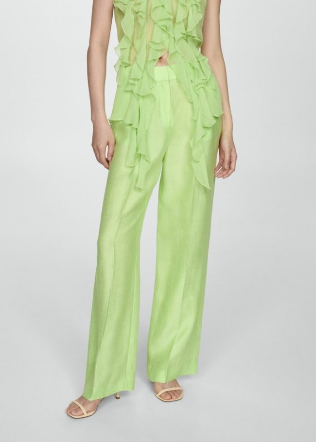 Mango Pantalón lino wideleg - Lima