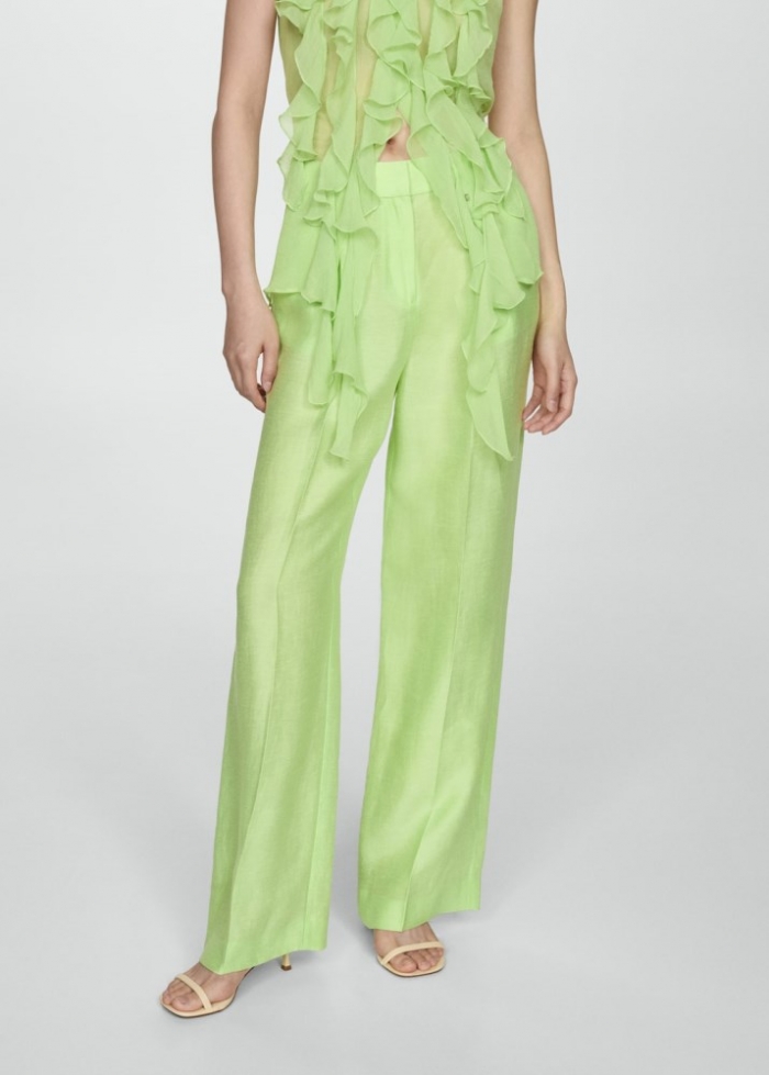 Mango Pantalón lino wideleg - Lima