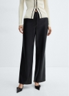 Mango Pantalón tiro alto efecto piel - Negro