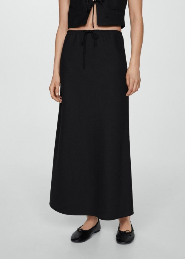 Mango Falda larga lazo ajustable - Negro