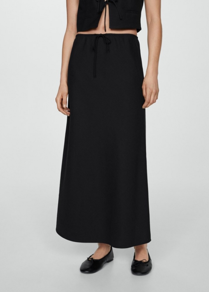 Mango Falda larga lazo ajustable - Negro