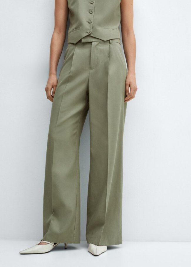 Mango Pantalón traje pinzas - Verde pastel