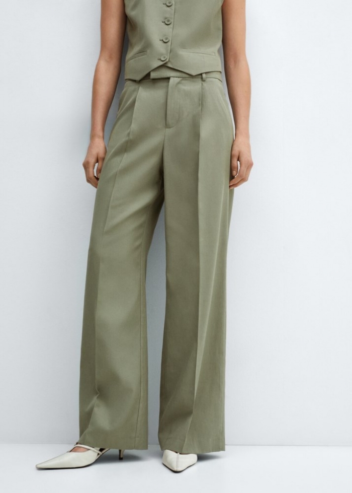 Mango Pantalón traje pinzas - Verde pastel