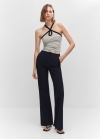 Mango Top punto cuello halter - Crudo